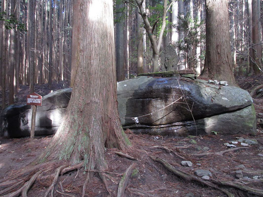 「この石像は明治になってから祀られたもので、石そのものは元々黒前（くろさき）神社の祭神が浜降りの時、神輿の休み場所であったといわれている」（説明板より）