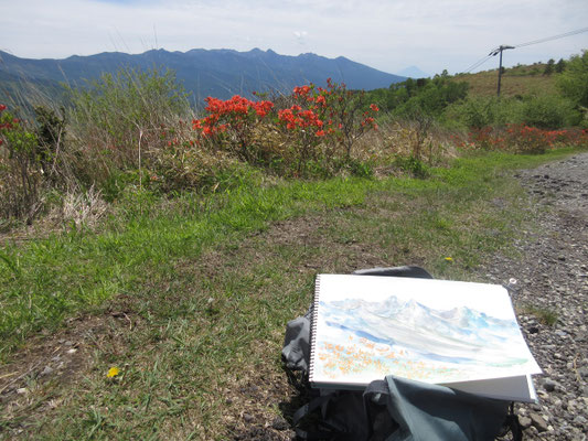 八ヶ岳の方も描く