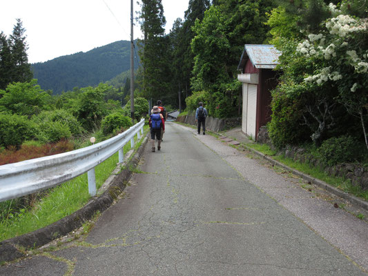 御園の集落に向かい戻っていく　旅と相まって思い出の山となりました