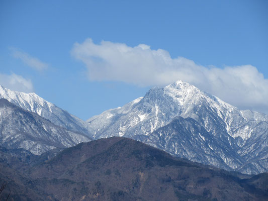 朝の時間帯は鳳凰三山も甲斐駒もクリアーに見えており、しかも最近の降雪で雪化粧している姿がなんともいいわけです