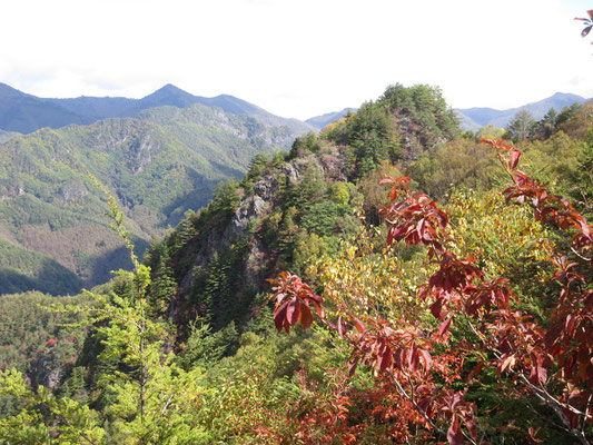 登っている御陵山自体はだらりとした山容だが、こんな岩峰も抱いている