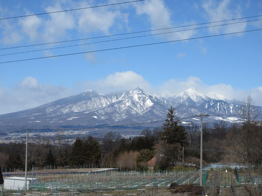 電線が玉に瑕だが、途中の駐車スペースからの八ヶ岳　ここもスケッチポイントの一つ