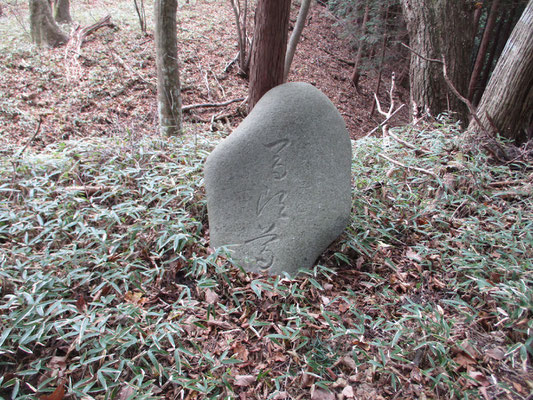 峠にある石碑「馬頭尊」とある　浅間峠は昔は秋川側と上野原側を結ぶ幹線の一つだったはずで、馬に荷物を背負わせての往来もあったのだろう