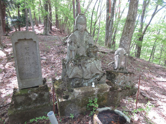 いよいよ小森川右岸の散策へ　増富ラジウムライン旧鳥居峠の登り口にはこんな石碑群があった　まさに人々の生活道の面影