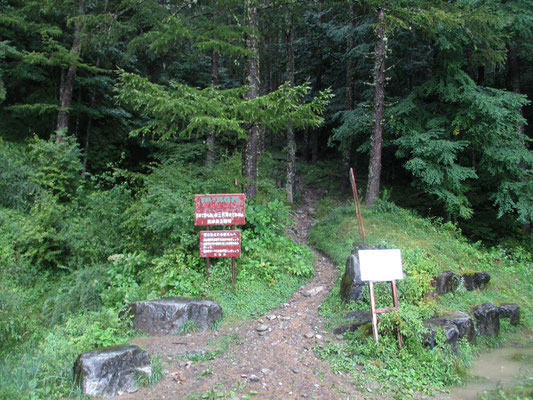 そんなこんなでビシャビシャの登山口に戻りました　ザックカバーの中にたくさんの水が溜まっていたのにはビックリでした