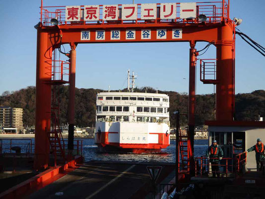 久里浜港に着岸する「しらはま丸」　往路に乗船した船です