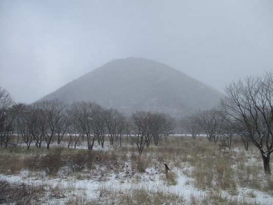 雪にけむる榛名富士