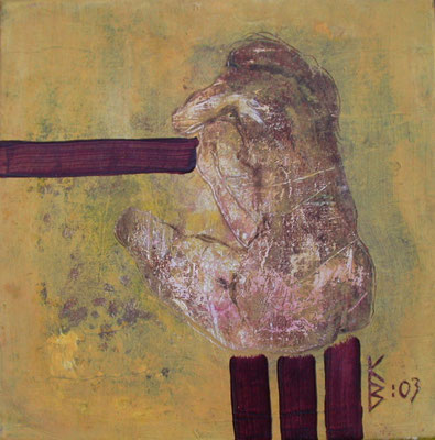 Zyklus Lebenslinien Gelb II, 2003, Acryl auf Leinwand, 20 x 20 cm