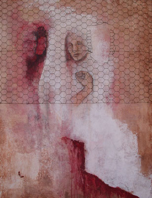Die Braut oder das Patriarchat, 2001, Acryl auf Holz, 80 x 100 cm