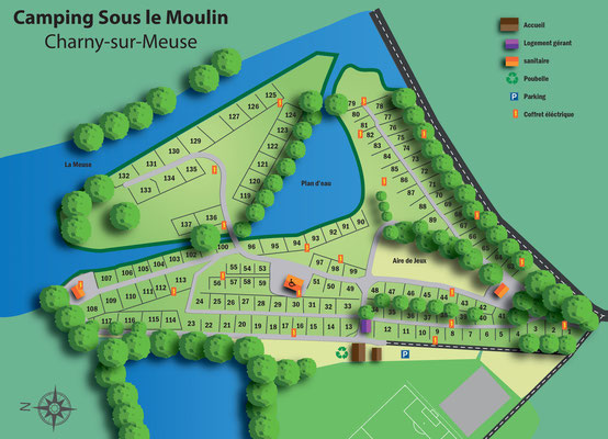 Plan du Camping Sous le Moulin à Charny-sur-Meuse