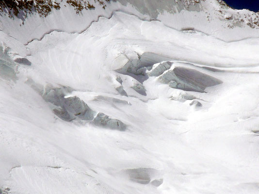 Schlüsselstelle vor Bergschrund