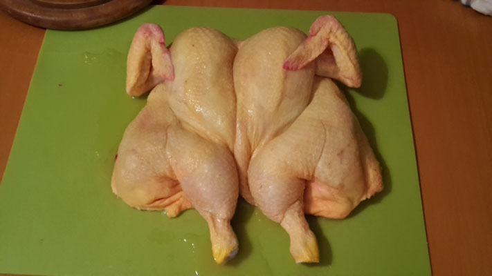 Ein aufgeklapptes Maishähnchen