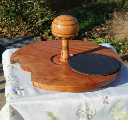 Vorlegeplatte mit Drehteller , Steck Pilz u. Schieferplatte für Käse 