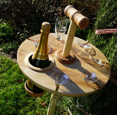Spatengabel -Geschenk für den Garten - mit 6 Sektgläser