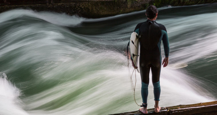 Surfing at Eisbach, Munich, Germany (August 2015)