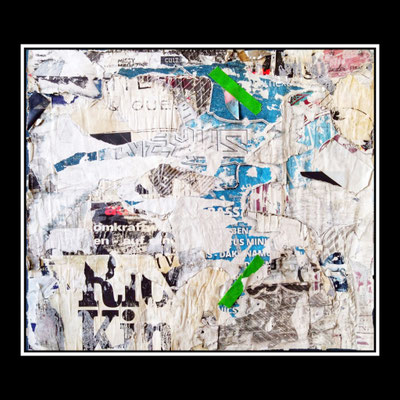 Riokin, décollage with tape, 46,4 x 52,9 cm, 2023