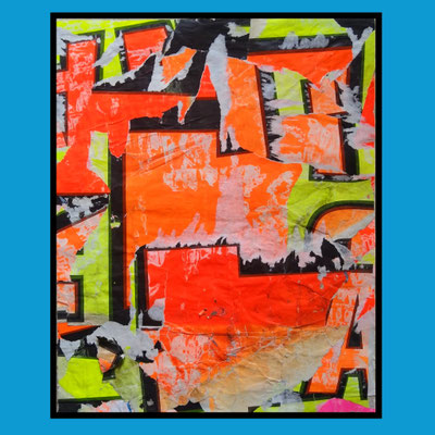 Neon nox, décollage, 57 x 46 cm, 2021