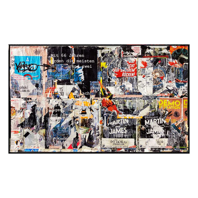 Ramp-up, décollage with tape and graffiti, 167 x 287 cm, 2024
