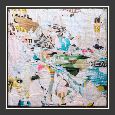 Aerk, décollage on canvas, 40,0 x 40,0 cm, 2023