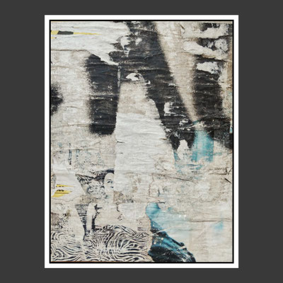 Fz8, décollage with spraypaint, 55,4 x 42,4 cm, 2023