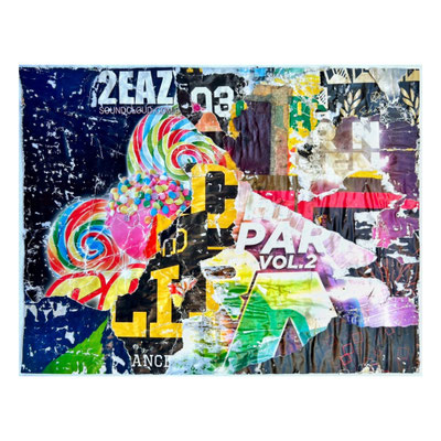 Ancepar, décollage with staples, 33,3 x 43,5 cm, 2024