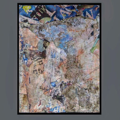 Toiran, décollage (retro d'affiche) with schellack, 41,3 x 31,0 cm, 2021