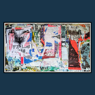 Desweite suchen, décollage, ca. 50 x 90 cm, 2022