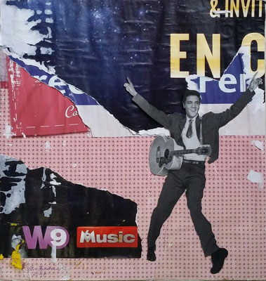 Elvis, Collage on Décollage, 30,8 x 29,4 cm, 2017
