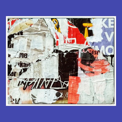 Kevmo, décollage with tape, 18,1 x 22,5 cm, 2023