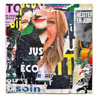 Just 3 of us, décollage, 66,5 x 63,9 cm, 2025