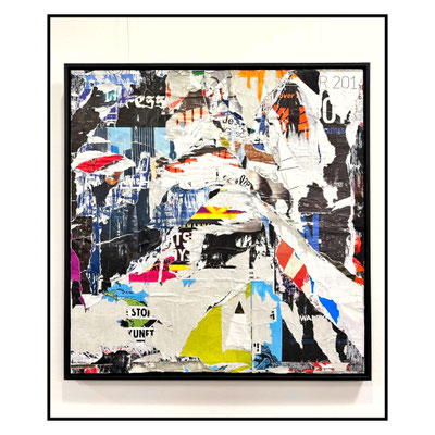 Holzgarten,  Décollage auf Keilrahmen, 84,3 x 81,5 cm, 2024