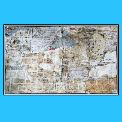Schanze, décollage (retro d'affiche) with paint and schellack, 114 x 68 cm, 2022