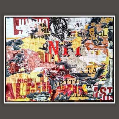 Nit, décollage with ink, 68,3 x 85,4, 2023