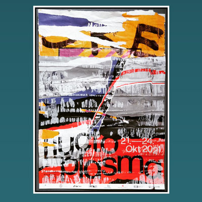 Ready Made, décollage with paint, 83,3 x 59,1 cm, 2022