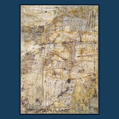Dessous, décollage (retro d'affiche) with schellack, 55,8 x 39,7 cm, 2022