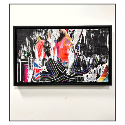 Hüftschwung, Décollage auf Keilrahmen, 50,6 x 29,6 cm, 2025