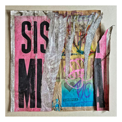 Sismia, décollage with graffiti, ca. 54 x 54 cm, 2025