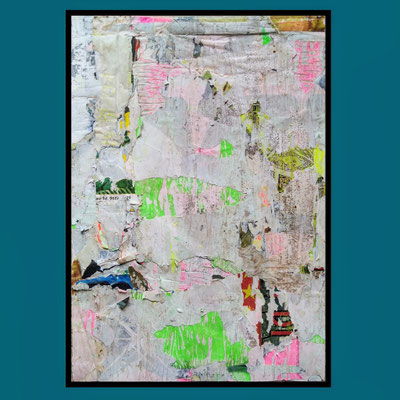 Tre e mezzo, décollage (retro d'affiche), 72 x 50 cm, 2021