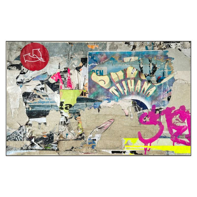 Tijuana, décollage with touch-up pen, sticker, 36,5 x 58,8 cm, 2025