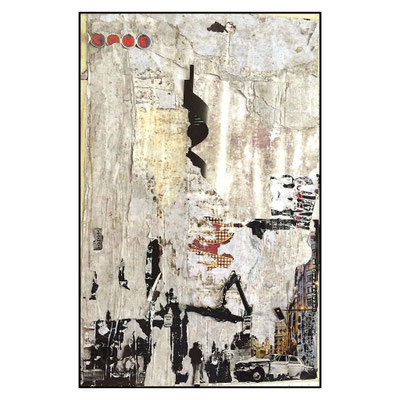 Scrumbled City, décollage with collage on canvas, 60 x 40, 2014