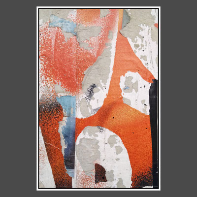 Lpz orange, décollage on canvas, 60,0 x 40,0 cm, 2023