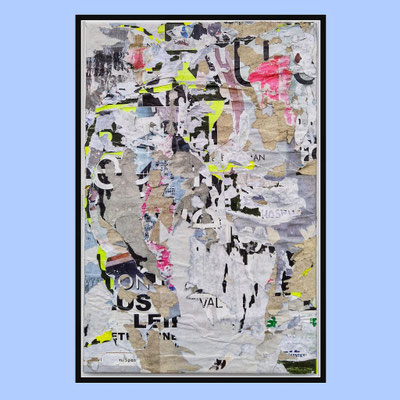 Rosa L., décollage on canvas, 60,0 x 40,0 cm, 2022