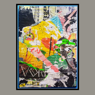 warmtrinken, décollage on MDF, 42,1 x 30,2 cm, 2022