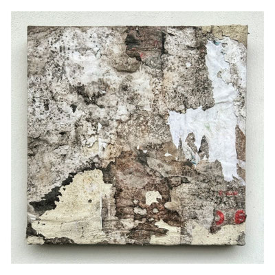 Lenthe, décollage (retro d'affiche) on canvas, 30,0 x 30,0 cm, 2025