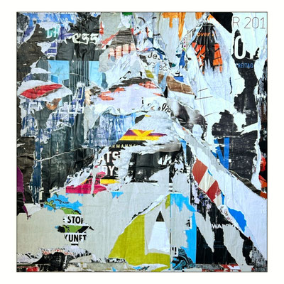Holzgarten, décollage, 84,3 x 81,7 cm, 2024