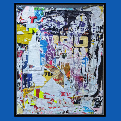 Henri, décollage with tape and staple, 77,0 x 60,8 cm, 2022