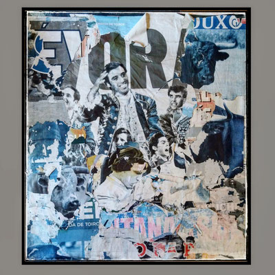 Toiros, décollage, 112 x 102 cm, 2021