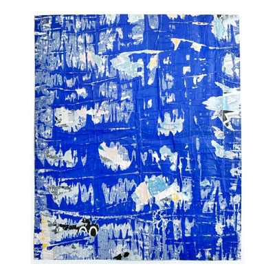 Wolken im Blau, décollage, 41,8 x 36,1 cm, 2024