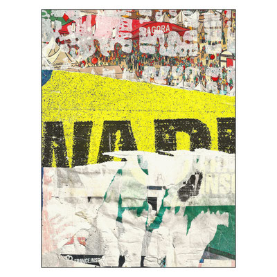 Agora, décollage with felt pen, 27,7 x 20,8 cm, 2025