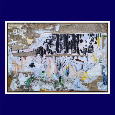 Artwoo, décollage with dirt, 27,4 x 40,9 cm, 2023